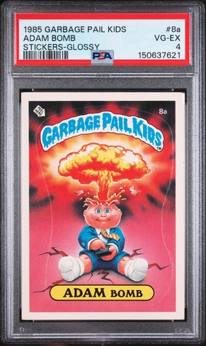 1985 GARBAGE PAIL KIDS STICKERS GLOSSY #8A ADAM BOMB PSA 4