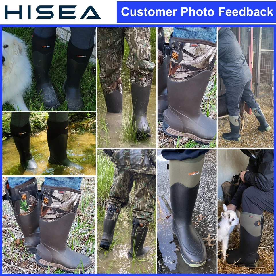 HISEA Men Adjustable Hunting Boots Waterproof Rain Boots Non-Slip Mud Work Boots - Image 2 of 4