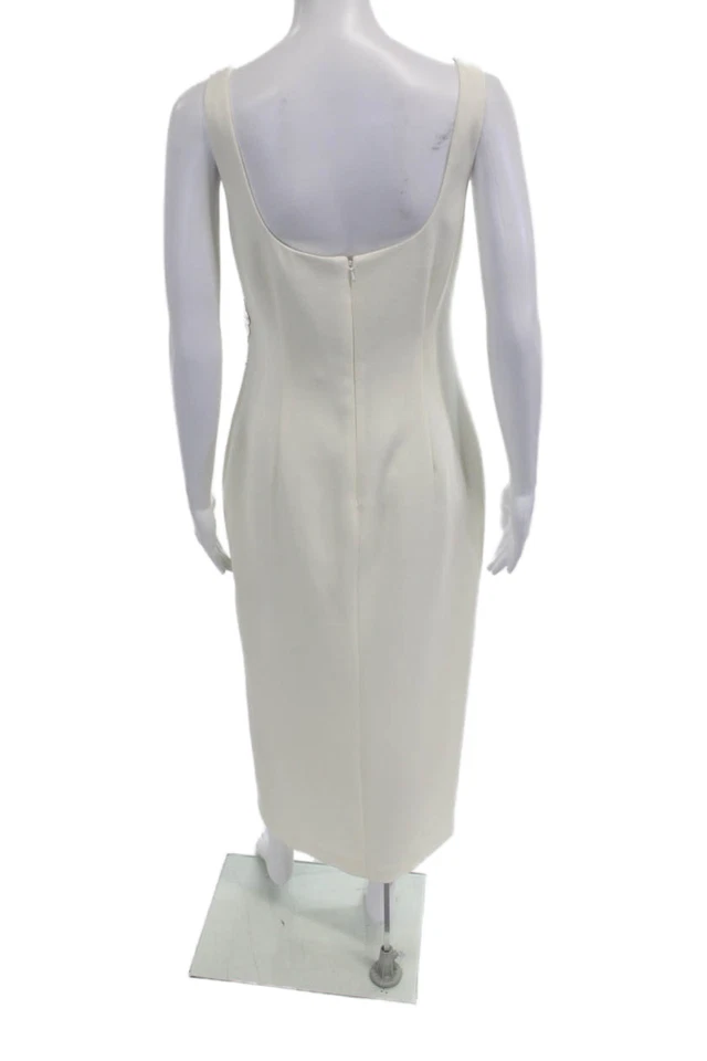 Vestido Lápiz Lela Rose Mujer Floral Bordado Cuello Abierto Blanco Negro Talla 6 Foto 3 de 4