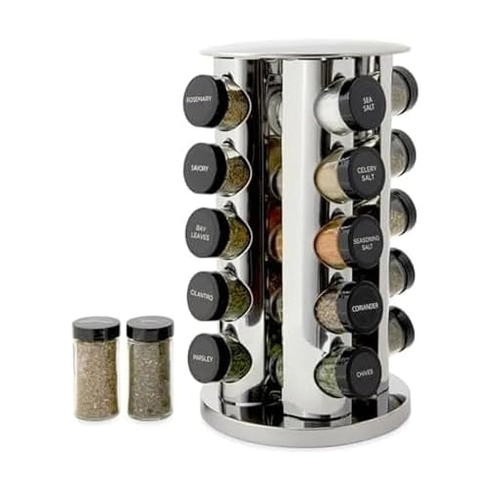 Kamenstein 20 Jar Revolving Countertop Spice Rack with Spices Included, FREE