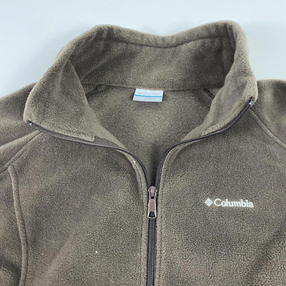 Chaqueta polar Columbia para mujer 1X marrón cremallera completa bolsillos cremallera exterior senderismo cálida Foto 3 de 4