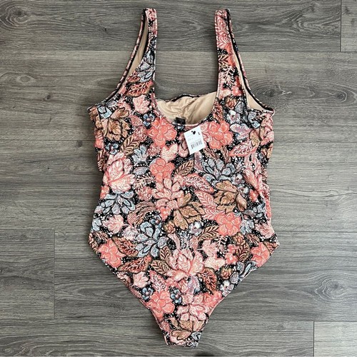 A Pea in the Pod One Piece Swimsuit Maternity Large Floral Tropical Scoop Back - Picture 3 of 11