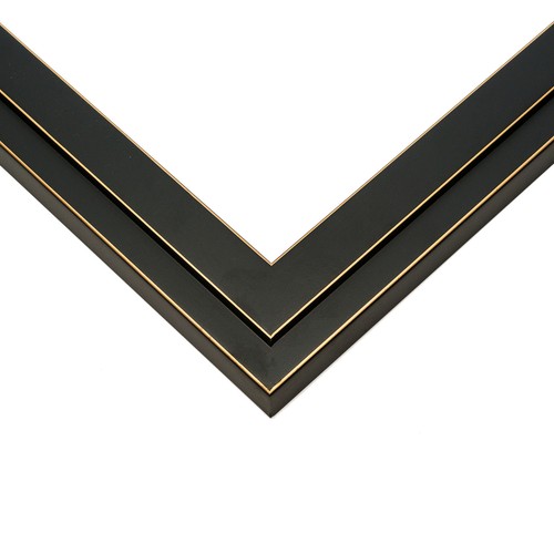 22x34 Black and Gold Pinstripe Solid Wood Frame With Uv Framer'S Acrylic - Picture 2 of 5