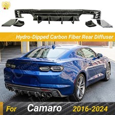 Carbon Fiber Print Rear Bumper Diffuser Lip Set Fits 2016-2024 Chevrolet Camaro Carbon Fiber Print Rear Bumper Diffuser Lip Set Fits 2016-2024 Chevrolet Camaro