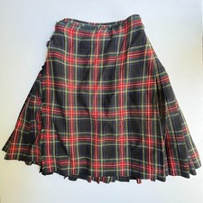 Vtg Wool Kilt RG Lawrie Traditional Glasgow Scotland Black Stewart 40s READ