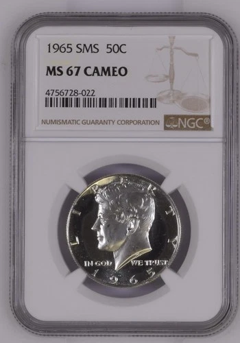 1965 SMS Kennedy Half Dollar NGC MS67 Cameo