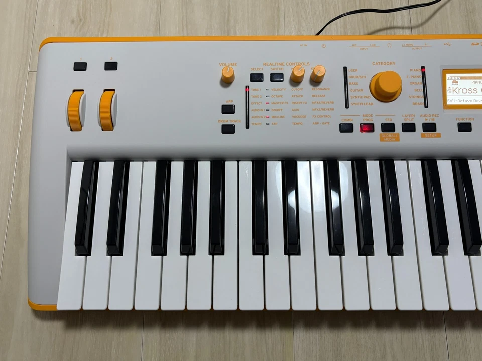 Korg Kross 2 Gray Orange 61-Key Keyboard Synthesizer with Soft Case and Adapter - Image 3 of 4