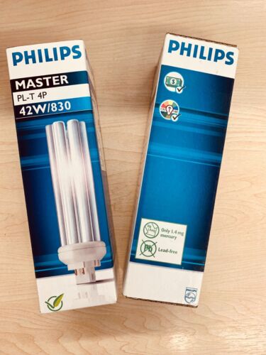 NEW SET OF 2 42W Philips GX24Q-4 4 pin 4000K Lamp Cool White 830 Light Bulb PLL - Picture 6 of 8