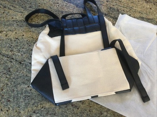 NEU DEUX LUX ELFENBEIN CANVAS VEGAS KUNSTLEDER RUCKSACK & STAUBSCHUTZHÜLLE - Bild 2 von 4