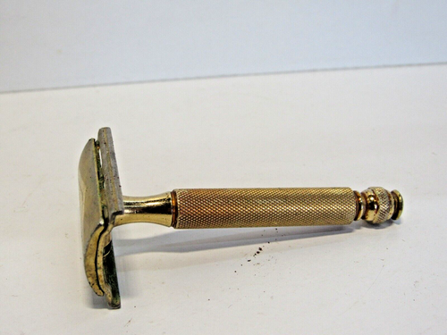 RASOIO TONO ORO Gillette Made in USA Sicurezza Mano Doppio Bordo -Q - Foto 7 di 14