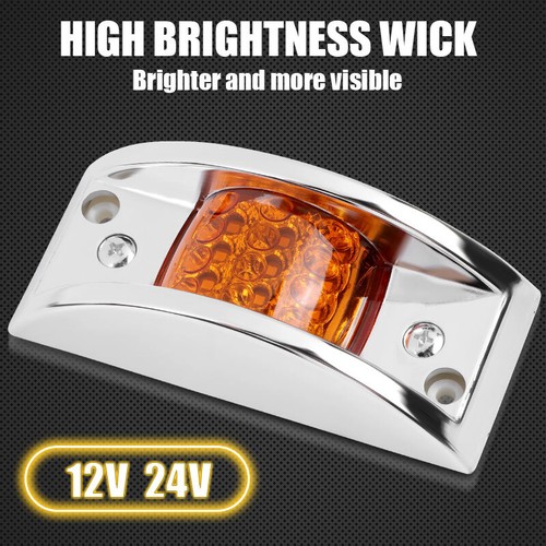 Amber Red 12 LED Semi Truck Trailer Side Marker Clearance Lights w/Chrome Bezel - Picture 7 of 16