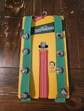 Wembley Men's Holiday Party Suspenders GRN/RED Jingle Bells 1 Size Stretchy/New