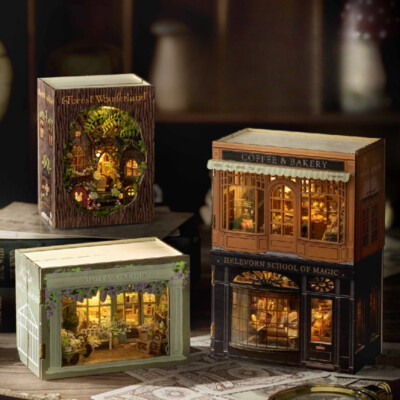 DIY Diorama Kit Furniture Miniature 3D Model Wooden Dollhouse Decor Ornaments US
