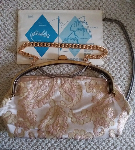 Vintage Purse Handle Frame Kit Metal Plus Patterns Gold Bag Unfinished Included
