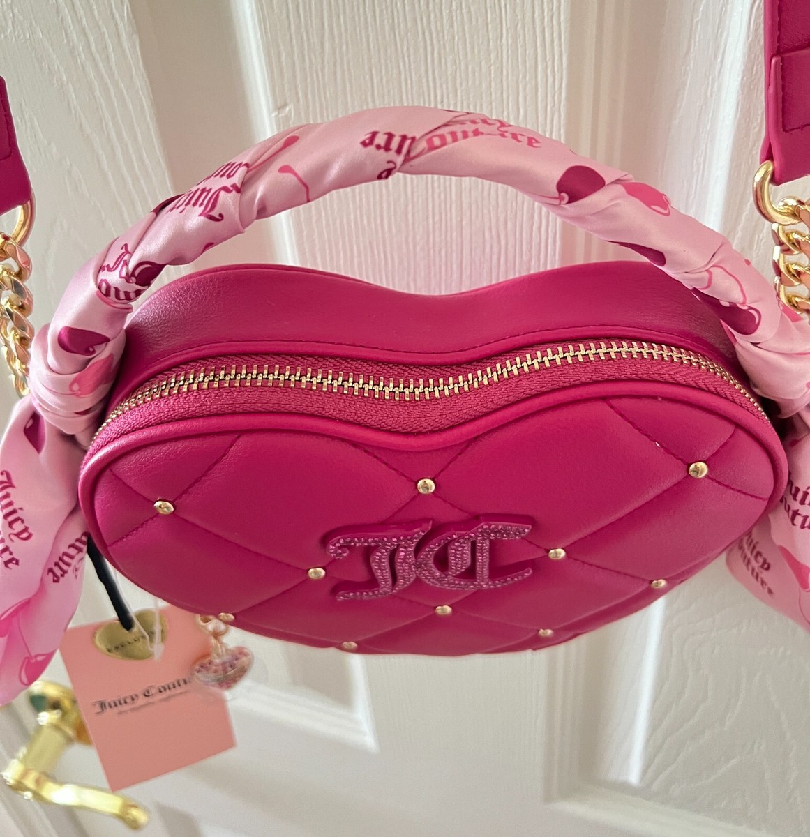 NWT Juicy Couture Heart Shaped Holding the Line Pink/Raspberry