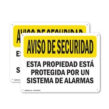 (Pack de 2) Calcomanía Señal Aviso de Seguridad OSHA Español Instalación Protegida por Alarma
