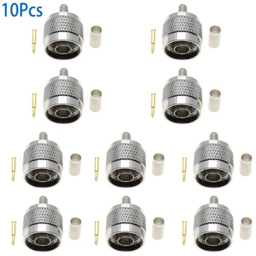 10X N male plug crimp RG58 RG142 LMR195 RG400 Coax Coaxial cable RF Connector - Picture 1 of 3