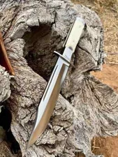 13 INCHES CUSTOM HANDMADE D2 STEEL HUNTING BOWIE KNIFE WITH BONE HANDLE & SHEATH
