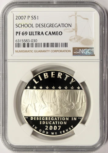 2007-P $1 School Desegregation Commemorative Silver Dollar NGC PF69 Ultra Cameo