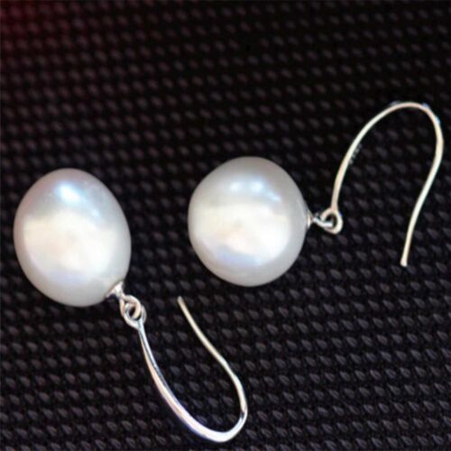 White Peacock Purple Baroque Pearl Earrings 18k Hook Luxury Party Silver Clip-on - Picture 1 of 6