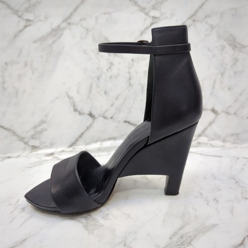 Sass & Bide Ankle Strap Wedge Heels Womens 36 AU 6 Navy Black Leather Edgy Chic - Picture 7 of 20