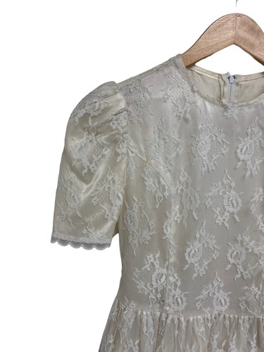 Vintage Jessica Mclintock Girl's Cream Lace Gown Dress USA made size 14 - Picture 4 of 14