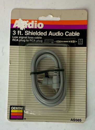 Gemini 1989 Audio 3' Long Shielded Audio Cable RCA Plug to RCA Plug AS565 New