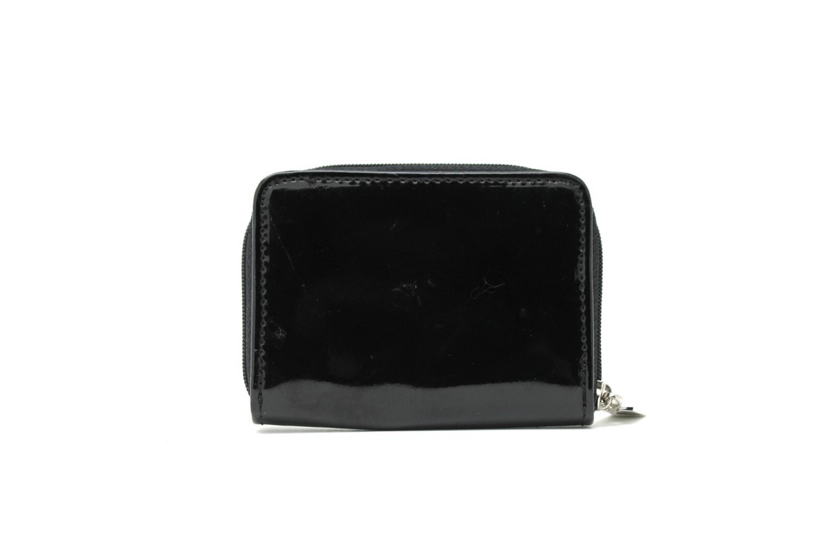 DIOR Beauty Black Patent Leather Zip Around Wallet Purse