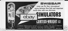 SWISSAIR 1954 NEW ELECTRONIC FLIGHT SIMULATORS FROM CURTISS WRIGHT AD