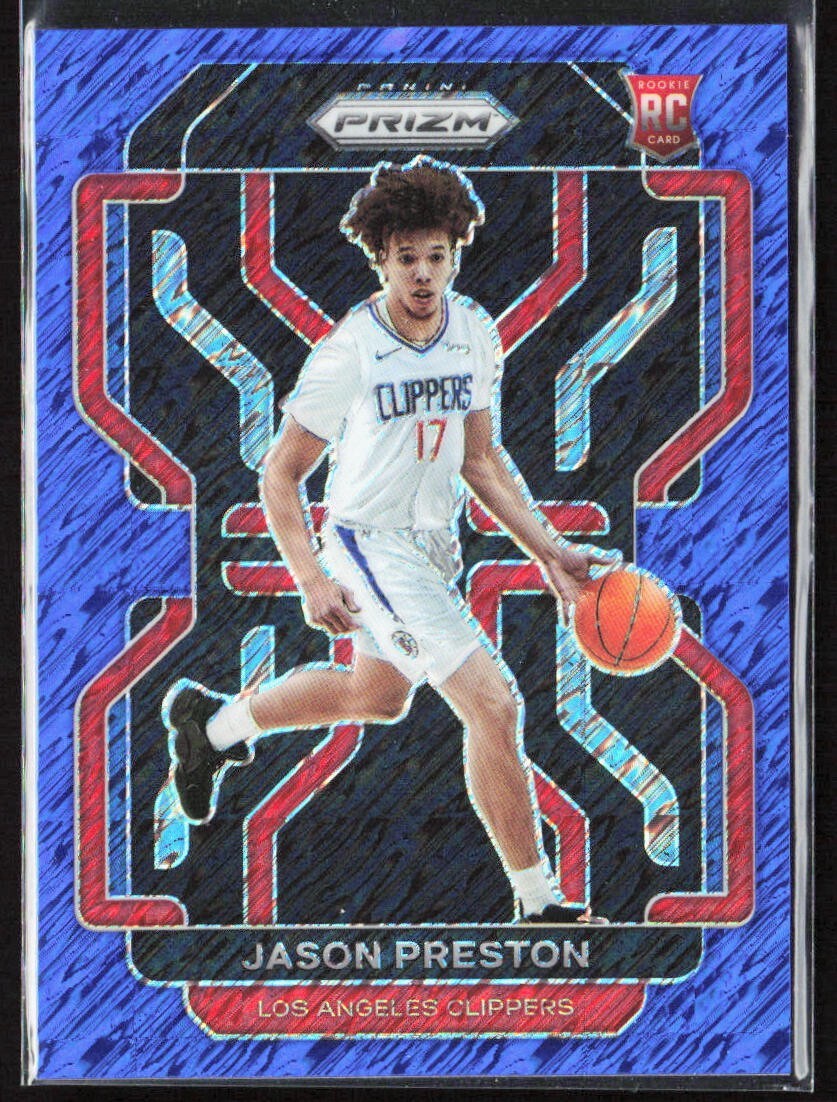 2021-22 Panini Prizm Jason Preston Blue Shimmer /30 Rookie Card #327 RC Clippers
