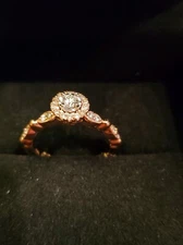 Zales 1/3 CT. TW Diamond Frame Vintage-Style Art Deco Engagement Ring Rose Gold