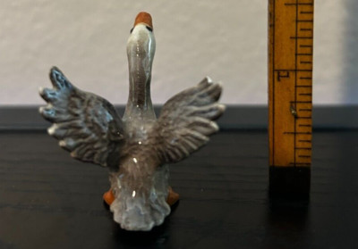 Retired Hagen Renaker Adult Gray Goose Honking and Taking Flight