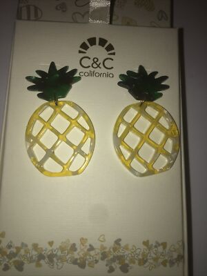 C & C CALIFORNIA Pierced PINEAPPLE EARRINGS new in box