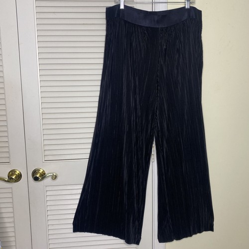 Pleated Palazzo Pants Pull On Wide Leg Black Plus Size 18/20W Cato Est 1946 NEW
