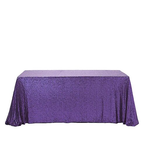 90x156" Purple SEQUIN RECTANGLE TABLECLOTH Wedding Party Catering Linens SALE - Picture 3 of 8