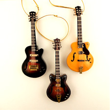 Your choice of 3 Dimensional Wooden Hollow Body Guitar Christmas Ornament