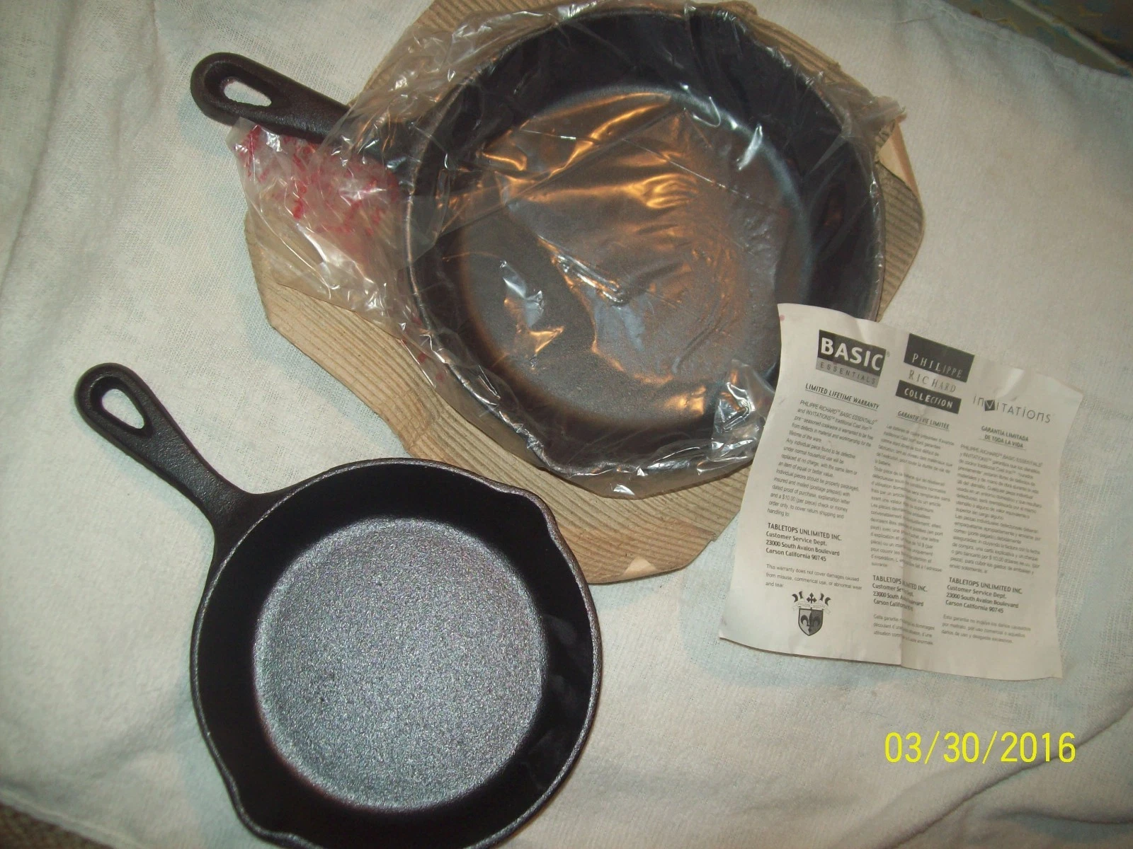 Lot of 2 Philippe Richard Cast Iron Traditional 6.25" & 8.5" Skillet Pans-NEW