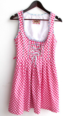 Damen Trachten Dirndl ärmellos rot weiß kariert Gr. 38 v. Stockerpoint