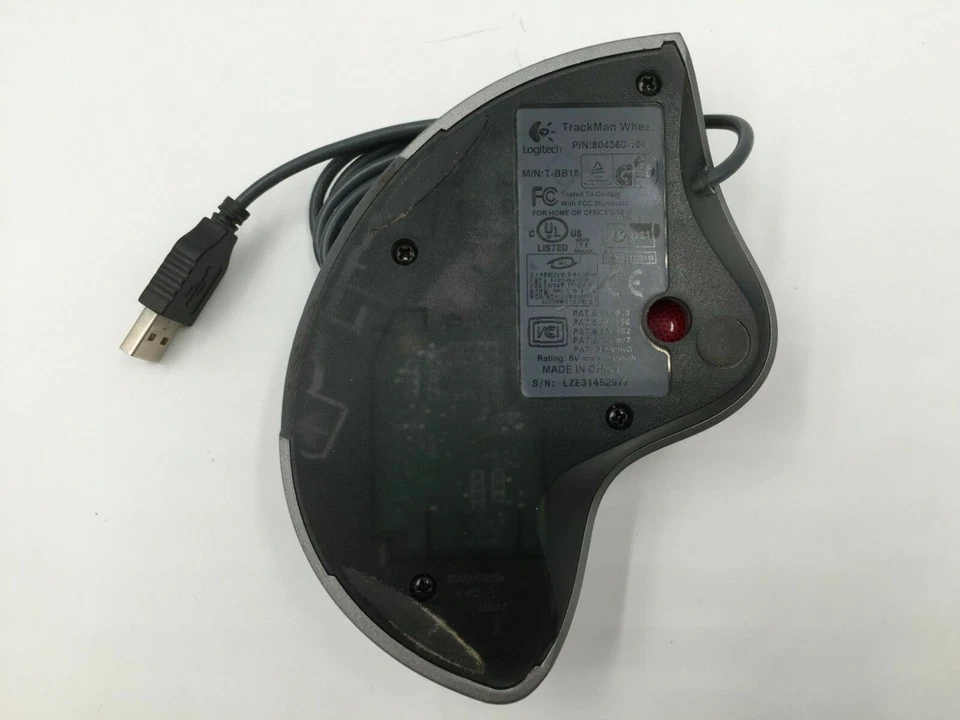 Logitech TrackMan Wheel Mouse USB Optical Trackball Mouse Silver T-BB18 Tested - Image 3 of 4