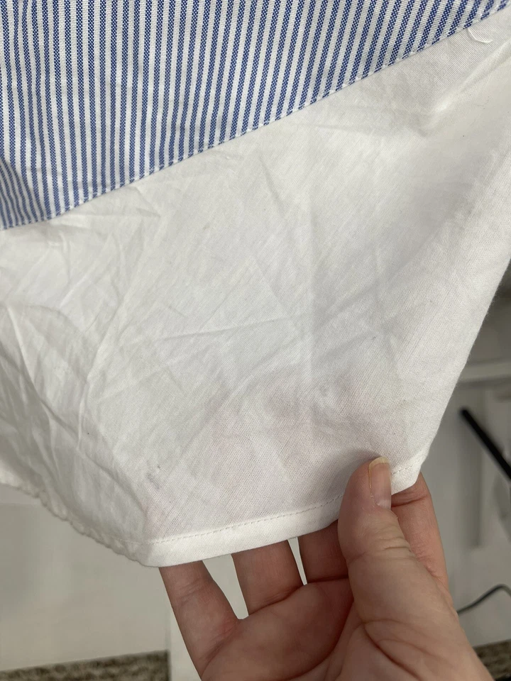 Vestido ASOS Talla 10 Rayas Dobladillo Alto Bajo Un Hombro Azul Vacaciones de Verano Volantes Foto 3 de 4