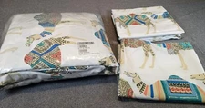 The Company Store Camel Caravan King Fitted Sheet W/ 2 Pillowcases Boho Percale