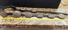 Vtg Navajo Natural Mediterranean Coral Handmade Sterling Silver Concho Belt