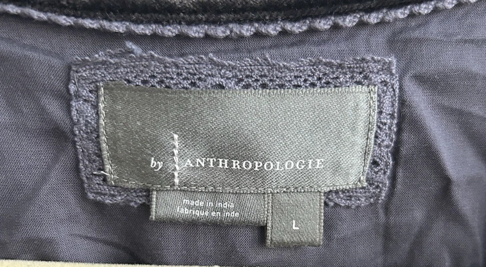 Maxi Vestido Anthropolgie Somerset Terciopelo Negro/Gris Talla Grande Bolsillos Boho en Niveles Foto 4 de 4