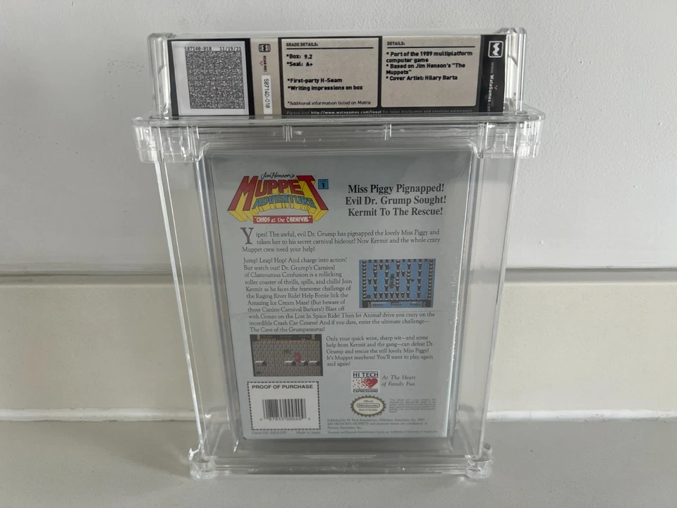 Muppet Adventures: Chaos at the Carnival (Nintendo NES) WATA 9.2 A+ New Sealed - Image 2 of 4