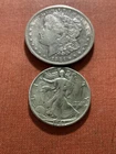 1921-D Morgan Dollar in Choice AU Condition & 1947-D Half Dollar- No Reserve