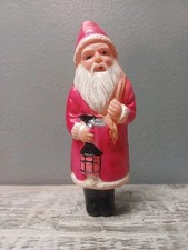Vintage Christmas Celluloid Santa Claus 3 Reindeer Toy Figurine