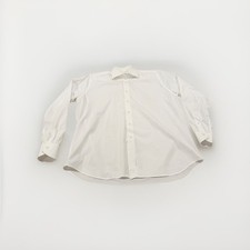 Canali White Dress Shirt Men  s Large 16.5 17 Stretch Made In Italy Button Up