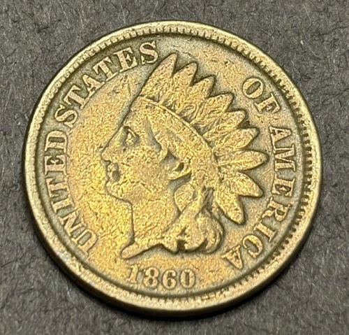 1860 Indian Head Penny Cent Nice Problem Free Coin VG-F