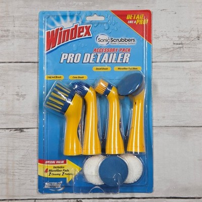 Windex Sonic Scrubbers Pro Detailer Accessory Pack Yellow PDAPB 4pc Brush Set