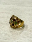 VTG Ring Size 10.25 Multicolor Rhinestone Gem Jewel 925 Silver CZ Rainbow Dome
